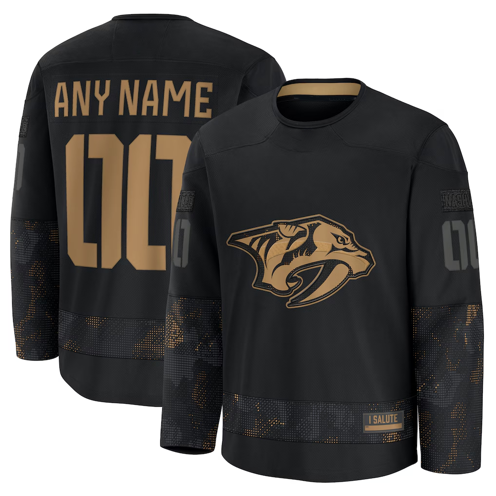 Odoa Custom N.Predators Black 2024 Military Appreciation Practice Jerseys