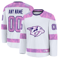 Odoa Custom N.Predators White 2024 Hockey Fights Cancer Practice Jerseys