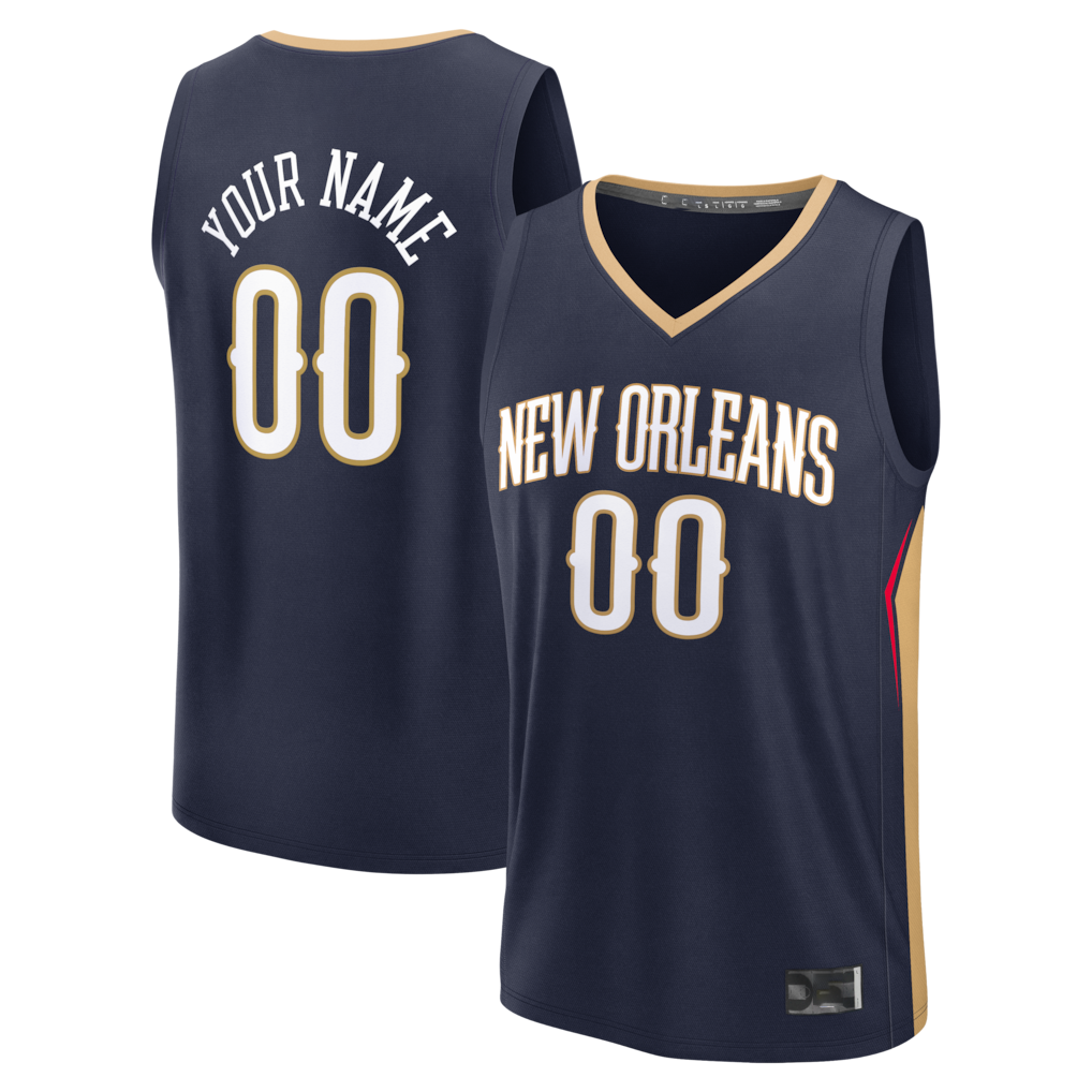 Odoa Custom NO.Pelicans Navy Fast Break Stitched Jerseys- Icon Edition
