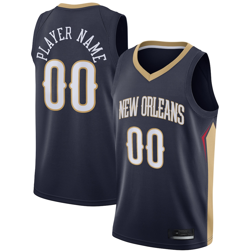 Odoa Custom NO.Pelicans Navy Swingman Stitched Jerseys- Icon Edition