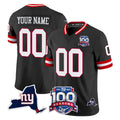 Odoa Custom NY.Giants Black 100th Season & State Patch Vapor Limited Home Game Any Name & Numbers Stitched Jerseys