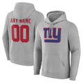Odoa Custom NY.Giants Gray Pullover Hoodies Limited Game Any Name & Numbers Stitched Jerseys