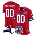 Odoa Custom NY.Giants Red 100th Season & State Patch Vapor Limited Home Game Any Name & Numbers Stitched Jerseys