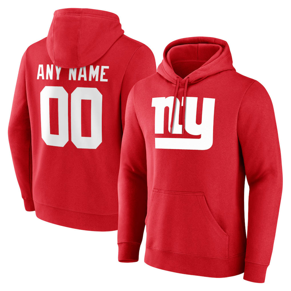 Odoa Custom NY.Giants Red Pullover Hoodies Limited Game Any Name & Numbers Stitched Jerseys