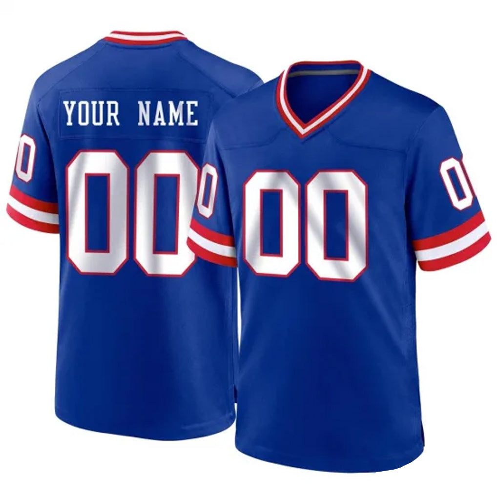 Odoa Custom NY.Giants Royal Classic Home Game Any Name & Numbers Stitched Jerseys