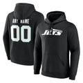 Odoa Custom NY.Jets Black LOGO Pullover Hoodies Limited Game Any Name & Numbers Stitched Jerseys