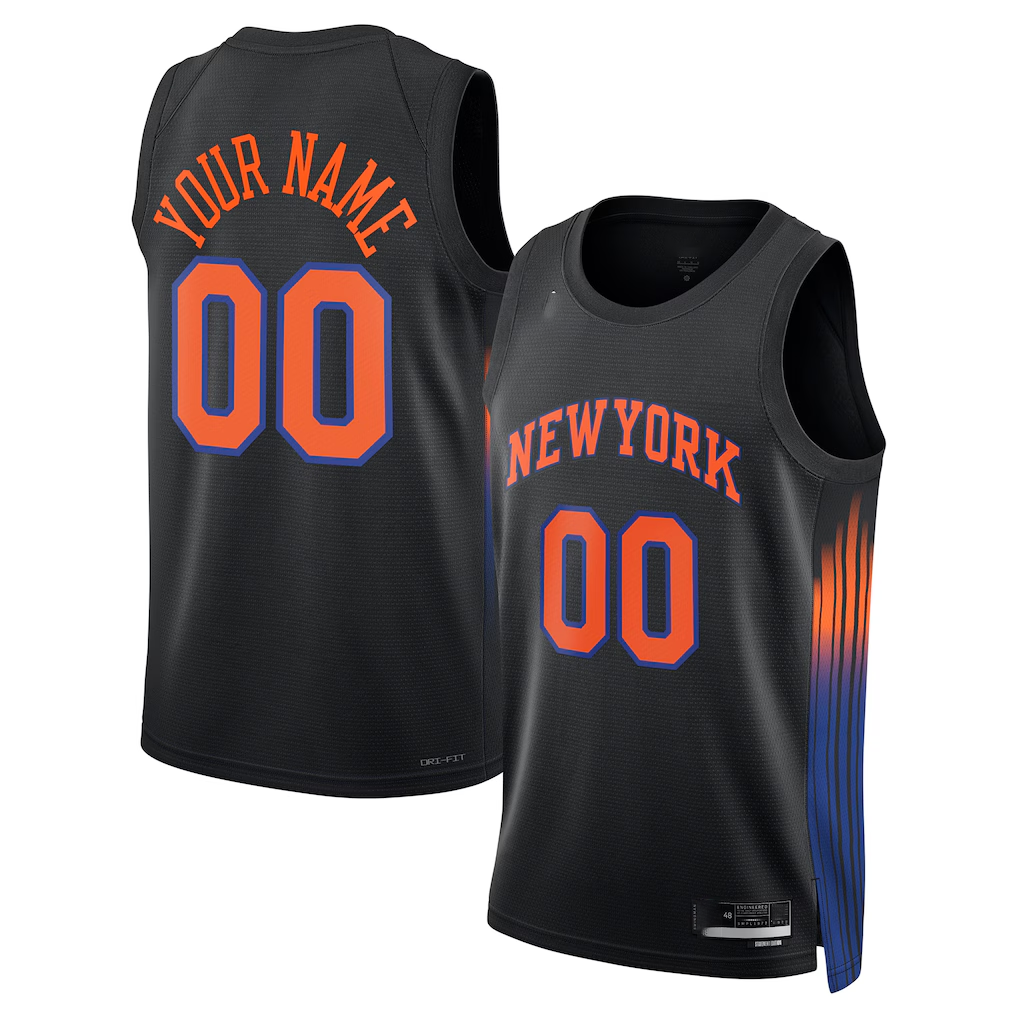 Odoa Custom NY.Knicks Black Swingman Jerseys - Statement Edition
