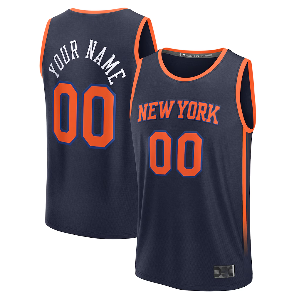Odoa Custom NY.Knicks Navy Fast Break Jerseys - Statement Edition