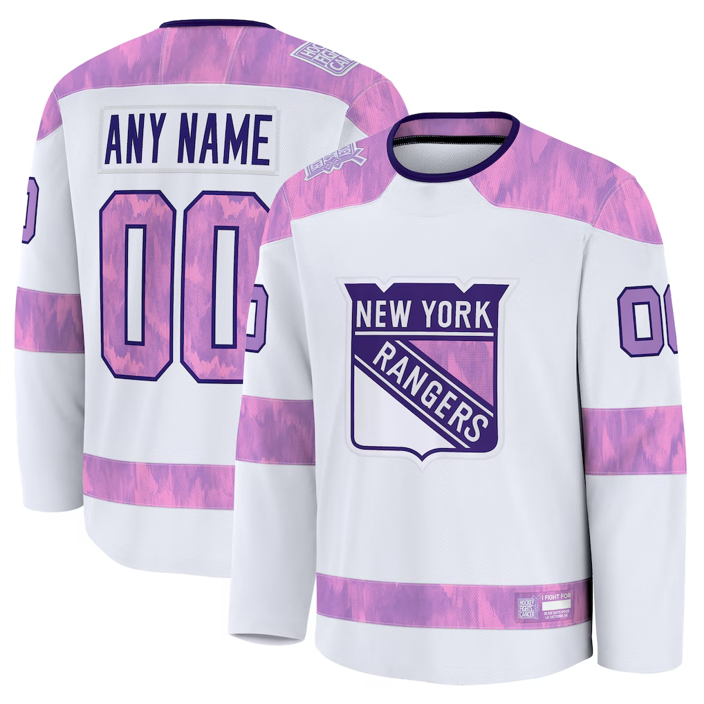 Odoa Custom NY.Rangers White 2024 Hockey Fights Cancer Practice Jerseys