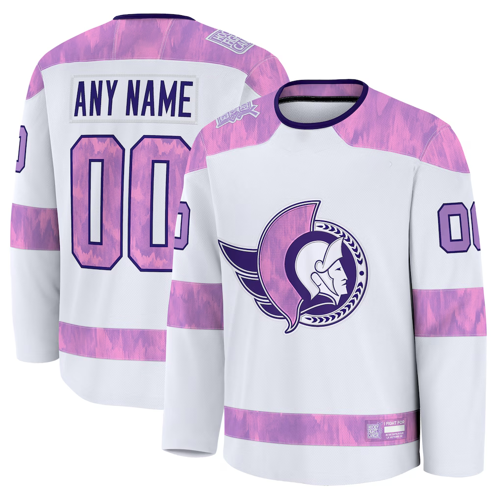 Odoa Custom O.Senators White 2024 Hockey Fights Cancer Practice Jerseys