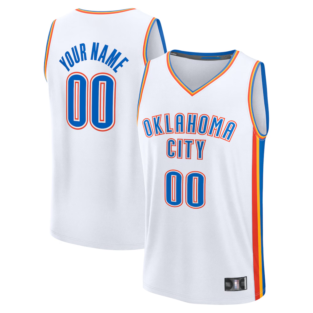 Odoa Custom OC.Thunder White Fast Break Stitched Jerseys- Association Edition