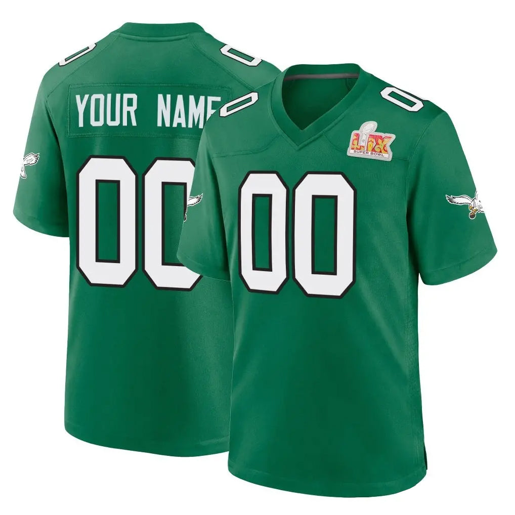 Odoa Custom P.Eagles Green Kelly Alternate Super Bowl LIX Home Game Any Name & Numbers Stitched Jerseys