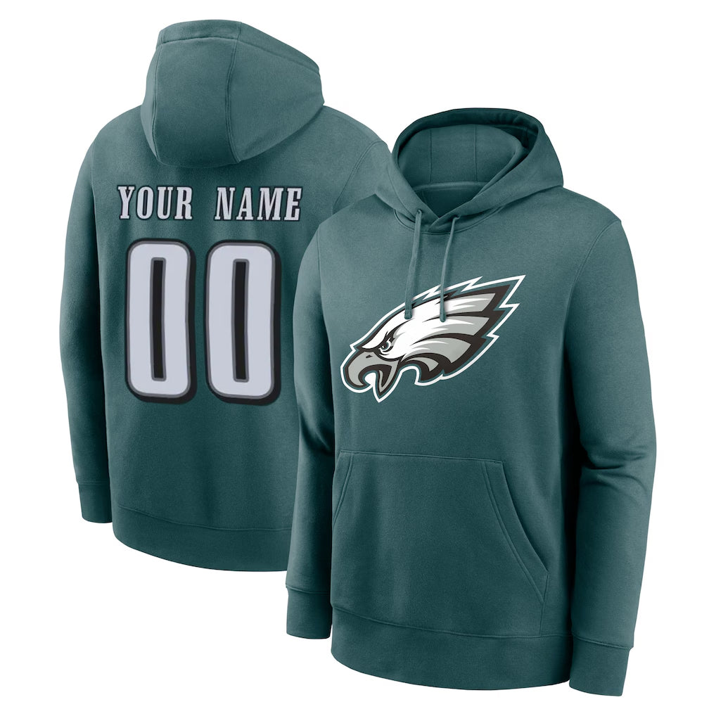 Odoa Custom P.Eagles Midnight Green Performance Pullover Hoodies Home Game Any Name & Numbers Stitched Jerseys