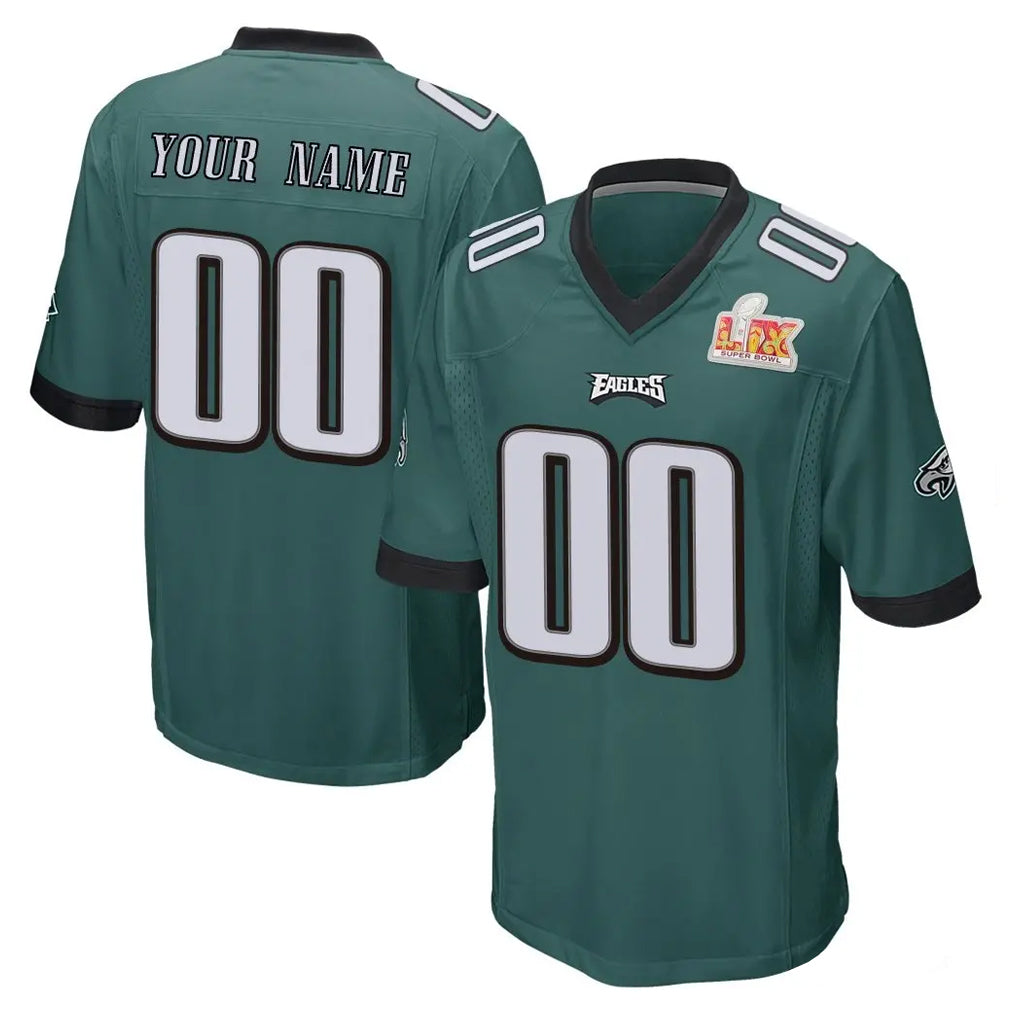 Odoa Custom P.Eagles Team Color Green Super Bowl LIX Home Game Any Name & Numbers Stitched Jerseys