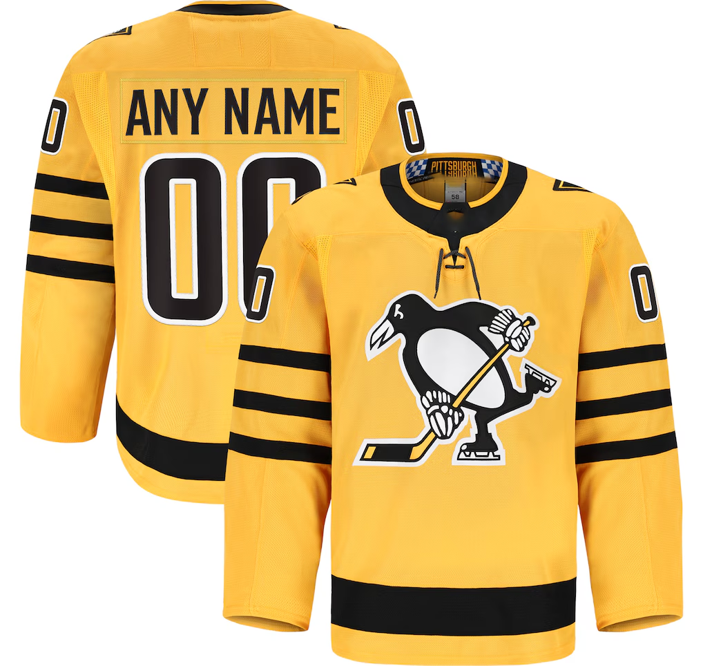 Odoa Custom P.Penguins Gold Alternate Authentic Pro Jerseys