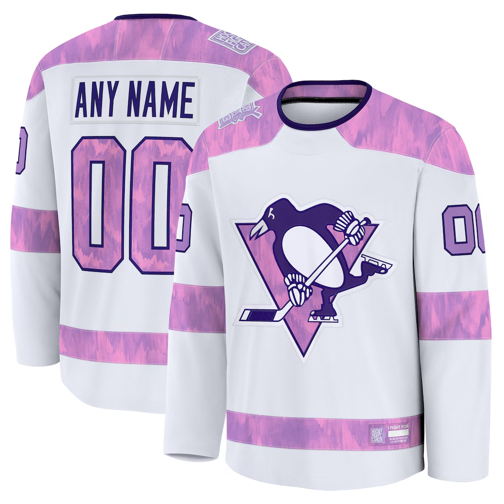 Odoa Custom P.Penguins White 2024 Hockey Fights Cancer Jerseys