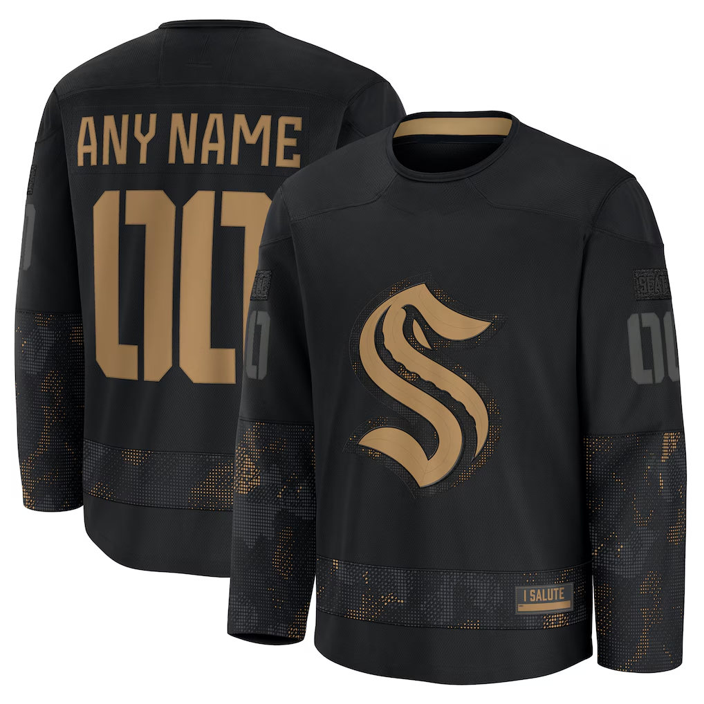 Odoa Custom S.Kraken Black 2024 Military Appreciation Practice Jerseys