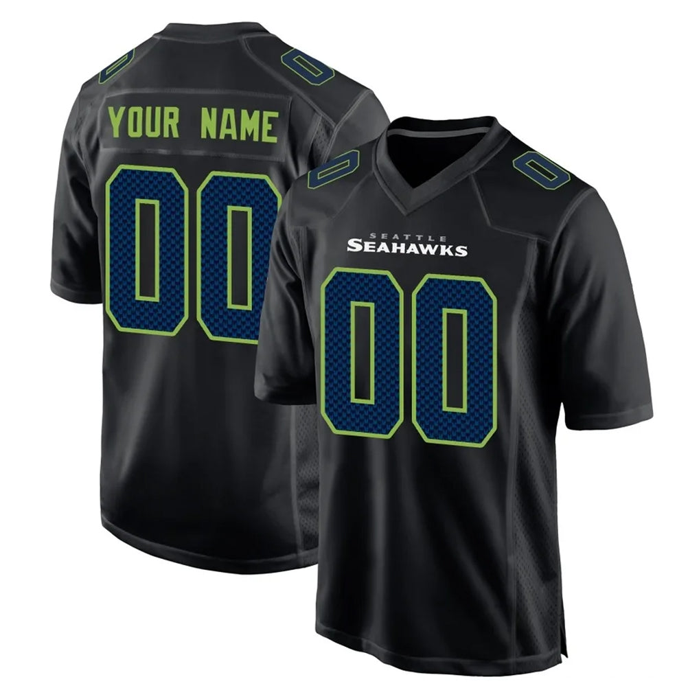Odoa Custom S.Seahawks Black Limited Fashion Home Game Any Name & Numbers Stitched Jerseys