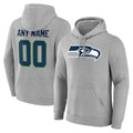 Odoa Custom S.Seahawks Gray LOGO Pullover Hoodies Game Any Name & Numbers Stitched Jerseys