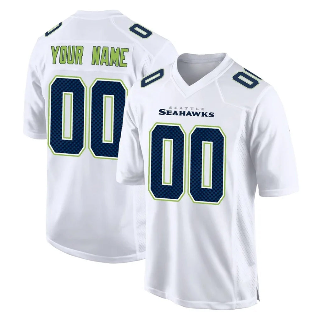 Odoa Custom S.Seahawks White Tundra Fashion Home Game Any Name & Numbers Stitched Jerseys
