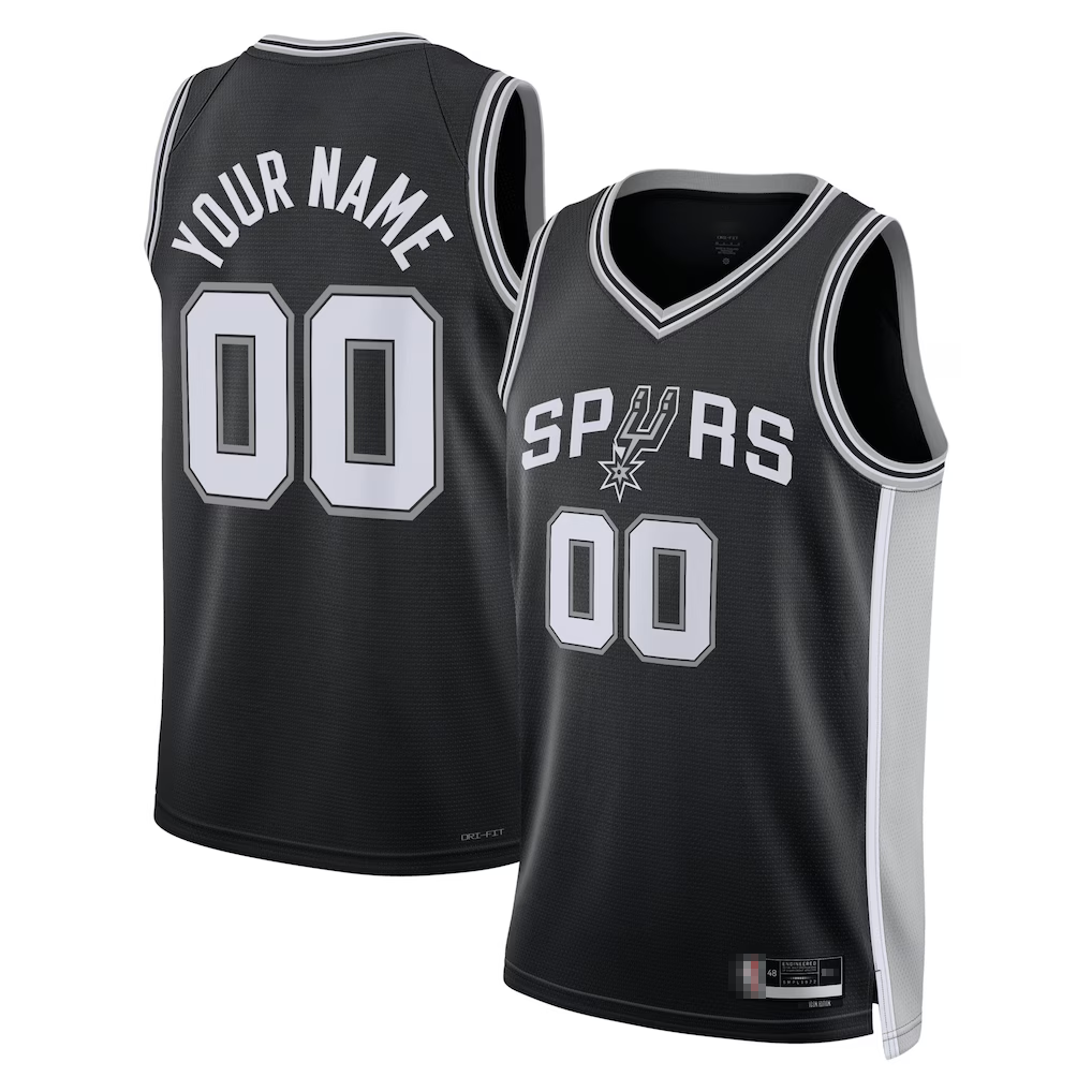 Odoa Custom SA.Spurs Black Fast Break Replica Stitched Stitched Jerseys - Icon Edition