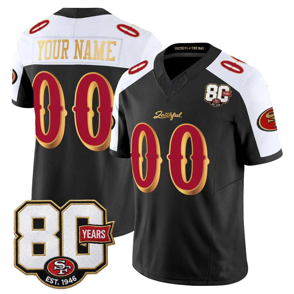 Odoa Custom SF.49ers Black-White Limited 80th Rivalries Collection Home Game Any Name & Numbers Stitched Jerseys