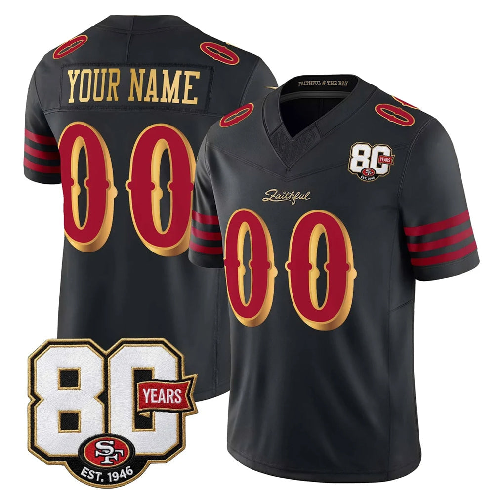 Odoa Custom SF.49ers Black Limited 80th Rivalries Collection Home Game Any Name & Numbers Stitched Jerseys
