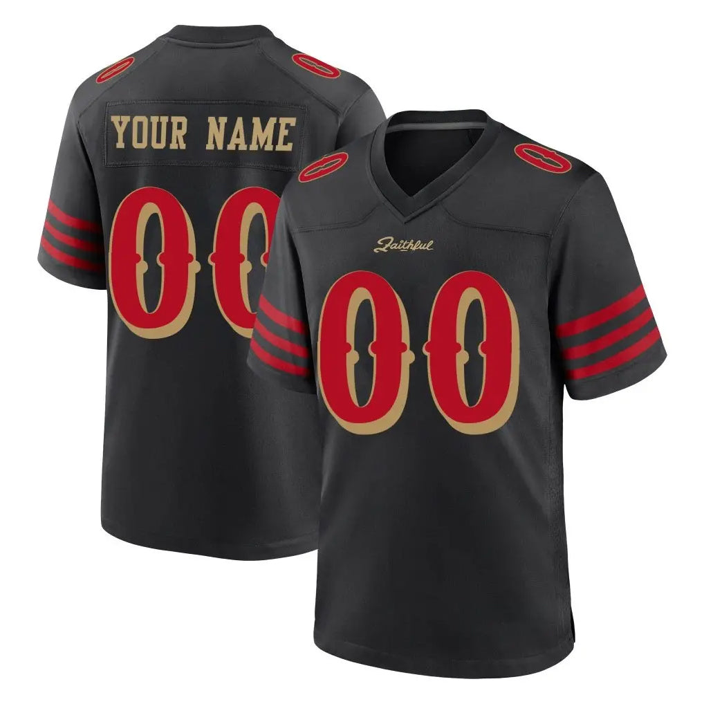 Odoa Custom SF.49ers Black Rivalries Collection Home Game Any Name & Numbers Stitched Jerseys