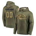 Odoa Custom SF.49ers Olive Salute to Service Pullover Hoodie Home Game Any Name & Numbers Stitched Jerseys