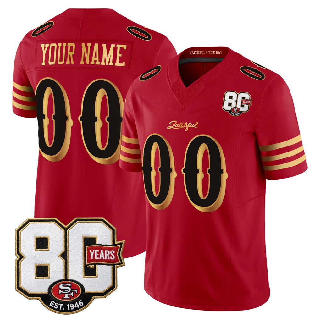 Odoa Custom SF.49ers Red Limited 80th Rivalries Collection Home Game Any Name & Numbers Stitched Jerseys