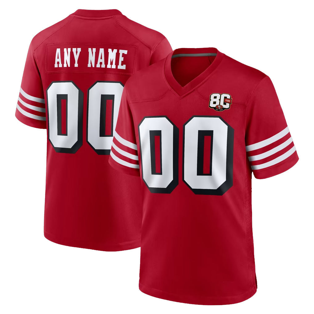 Odoa Custom SF.49ers Red Limited Alternate 80th Vapor Home Game Any Name & Numbers Stitched Jerseys