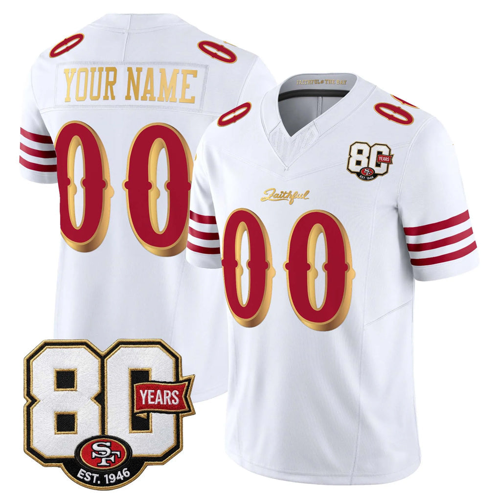 Odoa Custom SF.49ers White Limited 80th Rivalries Collection Home Game Any Name & Numbers Stitched Jerseys