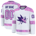 Odoa Custom SJ.Sharks White 2024 Hockey Fights Cancer Practice Jerseys