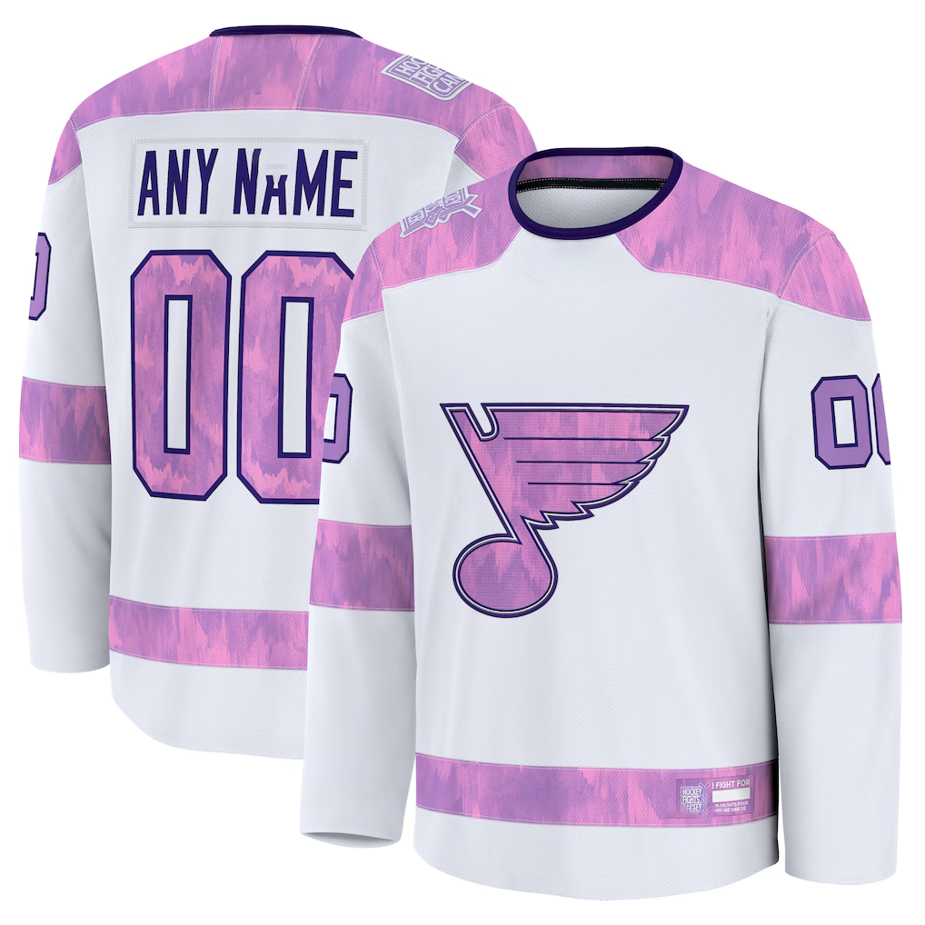 Odoa Custom SL.Blues White 2024 Hockey Fights Cancer Practice Jerseys
