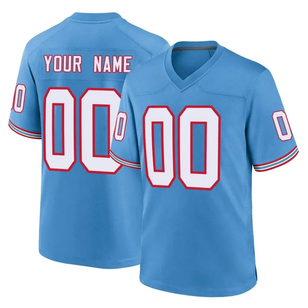 Odoa Custom T.Titans Light Blue Oilers Throwback Home Game Any Name & Numbers Stitched Jerseys