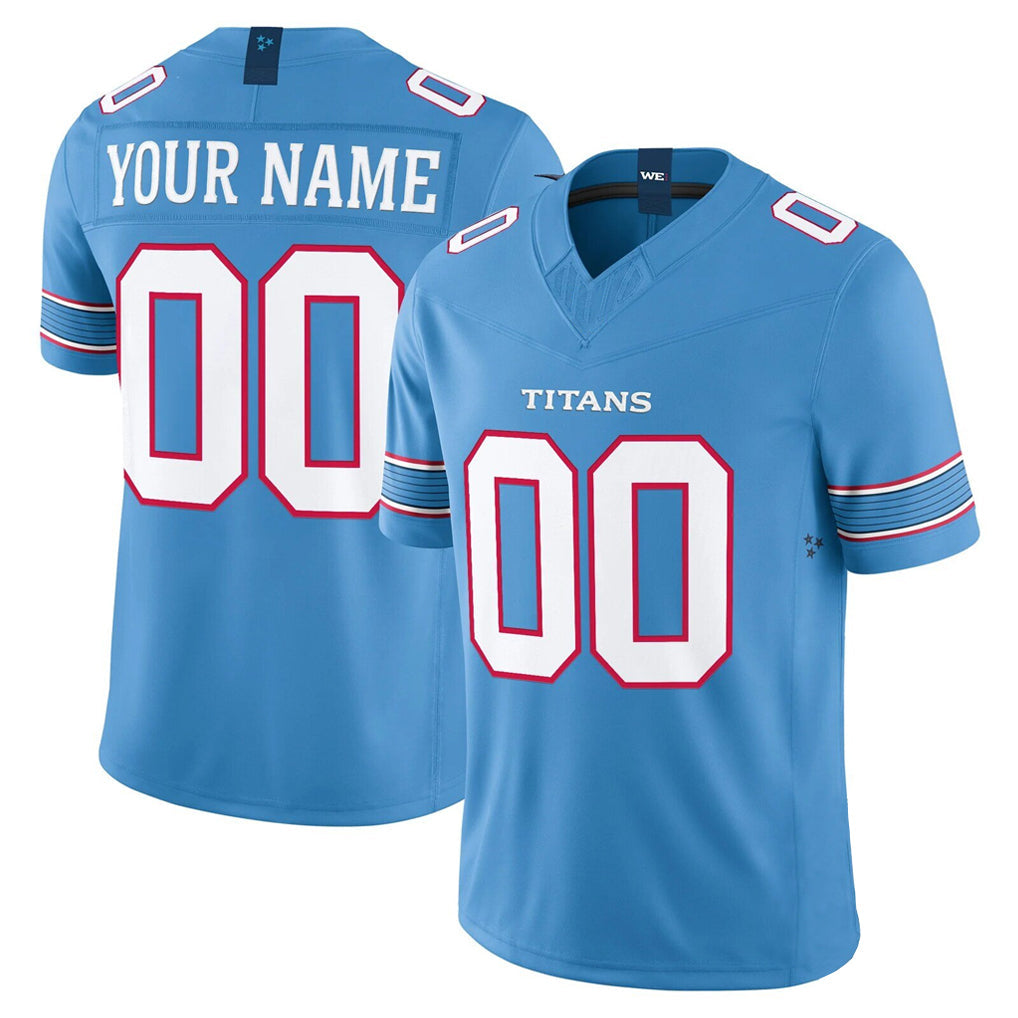 Odoa Custom T.Titans Light Blue Team Vapor F.U.S.E. Limited Home Game Any Name & Numbers Stitched Jerseys