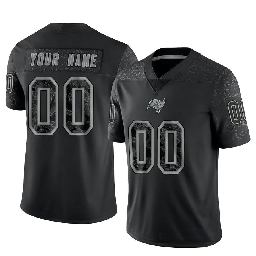 Odoa Custom TB.Buccaneers Black RFLCTV Limited Stitched Jerseys