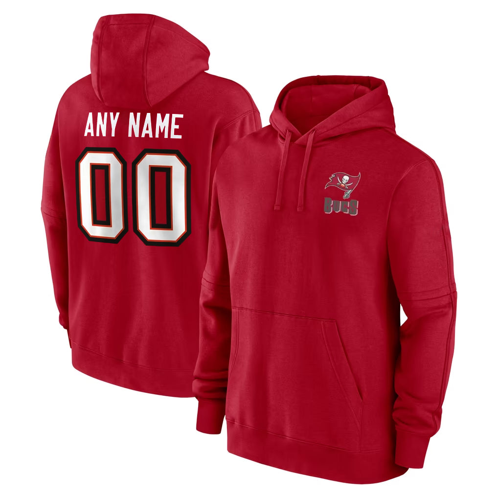 Odoa Custom TB.Buccaneers Red LOGO Pullover Hoodie Home Game Any Name & Numbers Stitched Jerseys