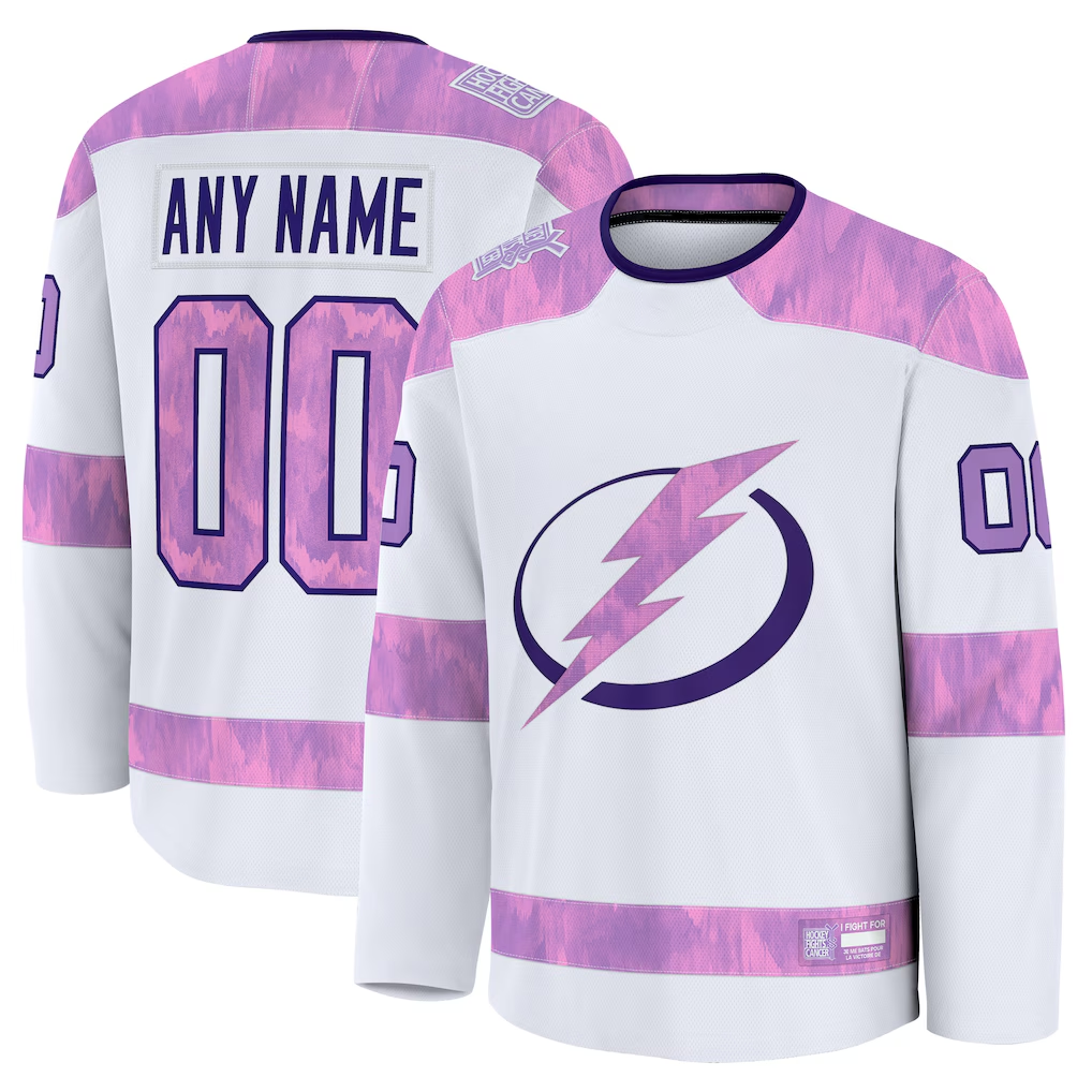 Odoa Custom TB.Lightning White 2024 Hockey Fights Cancer Practice Jerseys