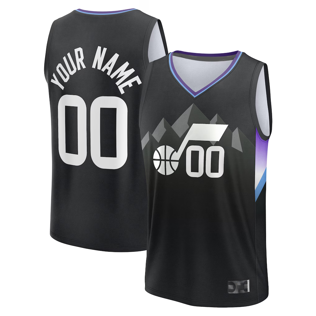 Odoa Custom U.Jazz Black Fast Break Stitched Jerseys - Statement Editio