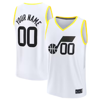 Odoa Custom U.Jazz White Fast Break Replica Stitched Jerseys - Association Edition -1