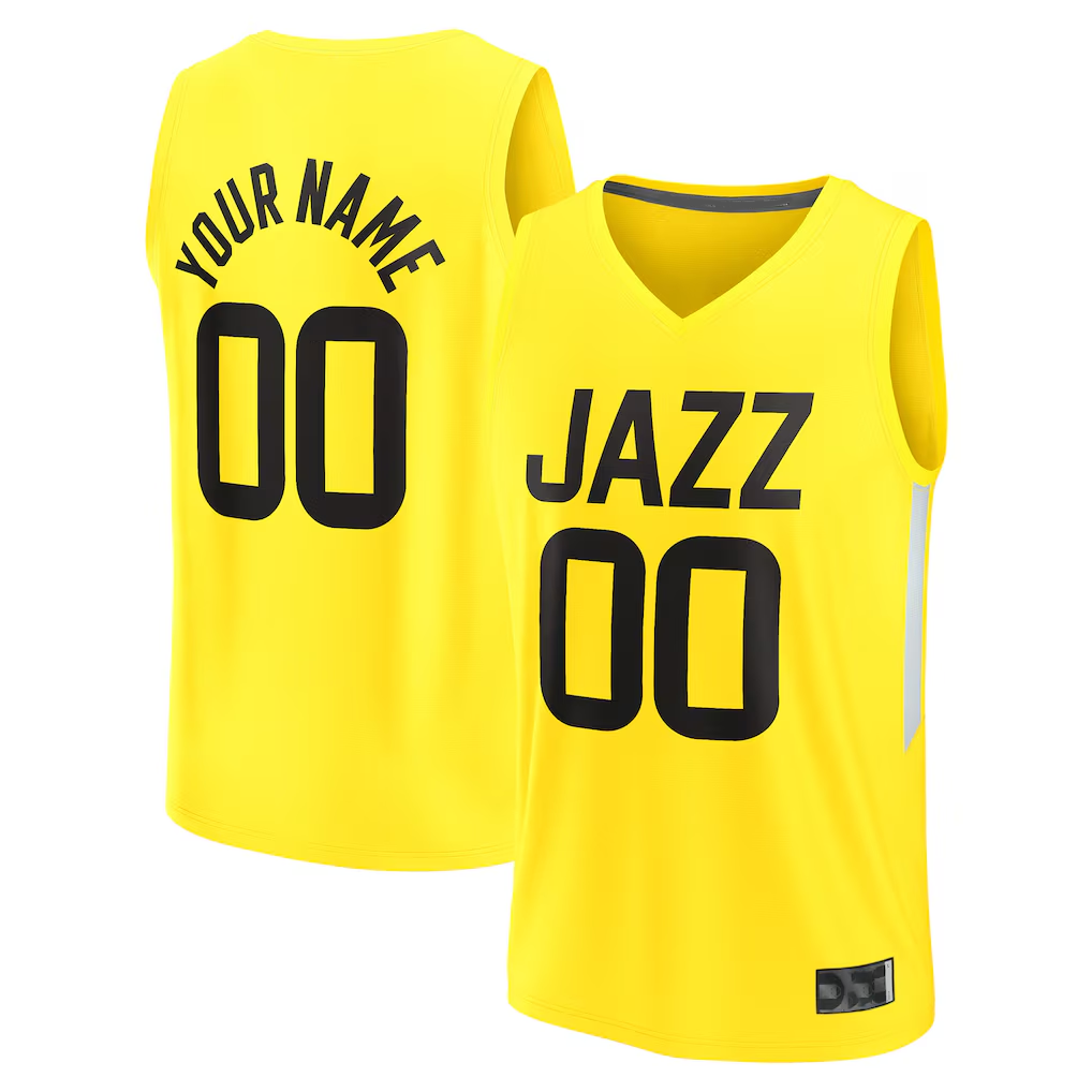 Odoa Custom U.Jazz Yellow Fast Break Replica Stitched Jerseys - Icon Edition