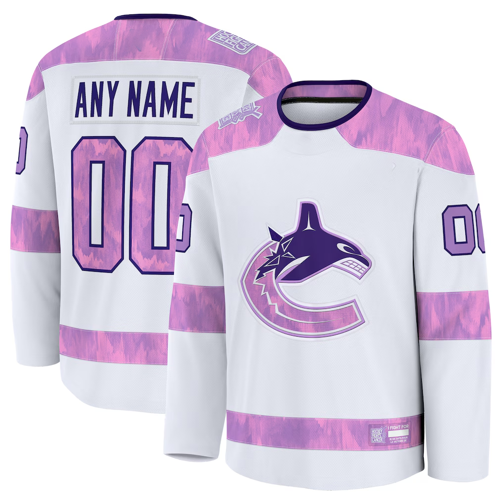 Odoa Custom V.Canucks White 2024 Hockey Fights Cancer Practice Jerseys