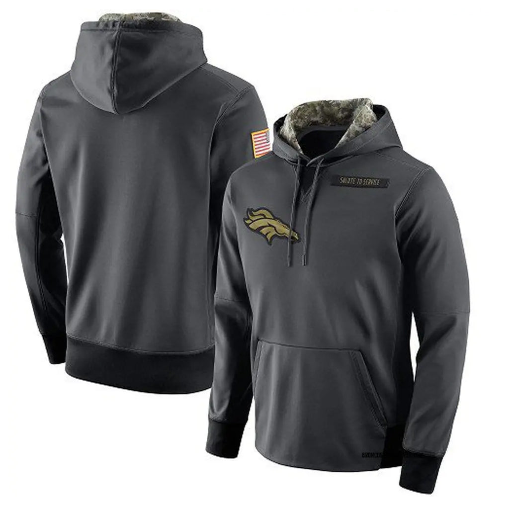 Odoa D.Broncos Anthracite Salute to Service Performance Hoodie Limited Blank Player Stitched Jerseys