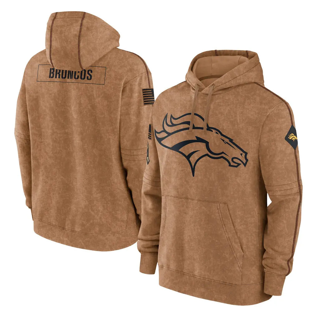 Odoa D.Broncos Brown Salute to Service Hoodies Limited Game Blank Player Stitched Jerseys