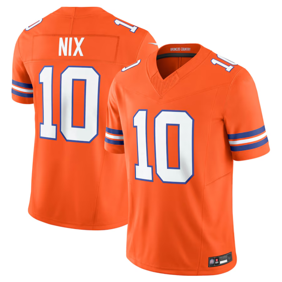Odoa D.Broncos #10 Bo Nix Player Orange Vapor F.U.S.E. Limited Stitched Jerseys
