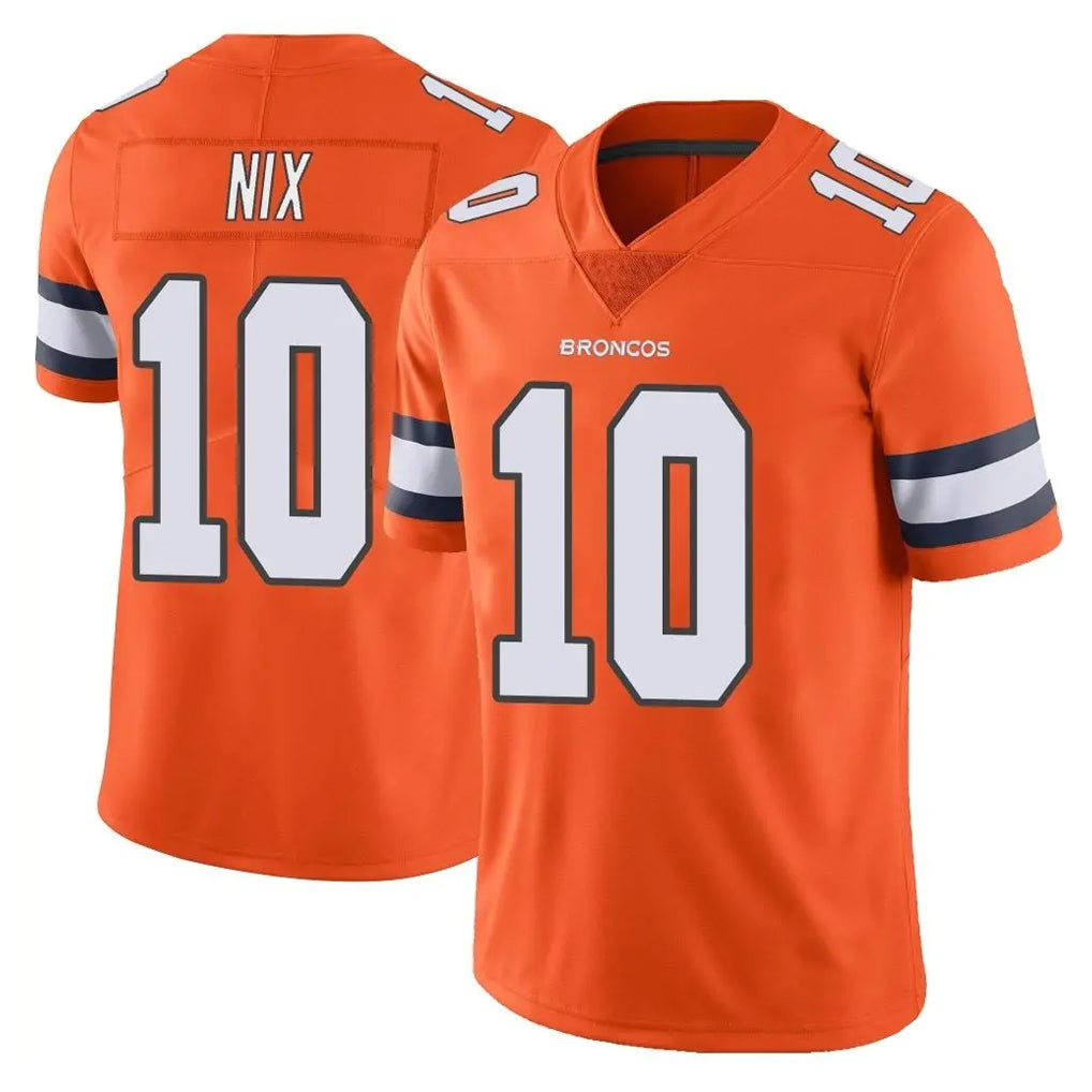 Odoa D.Broncos #10 Bo Nix Player Orange Vapor Untouchable Limited Home Game Stitched Jerseys
