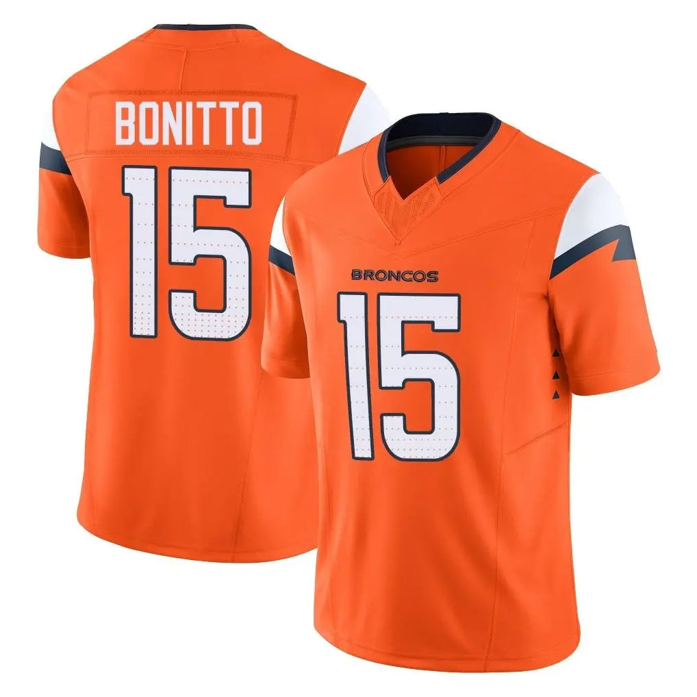 Odoa D.Broncos #15 Nik Bonitto Player Orange Vapor F.U.S.E. Limited Home Game Stitched Jerseys