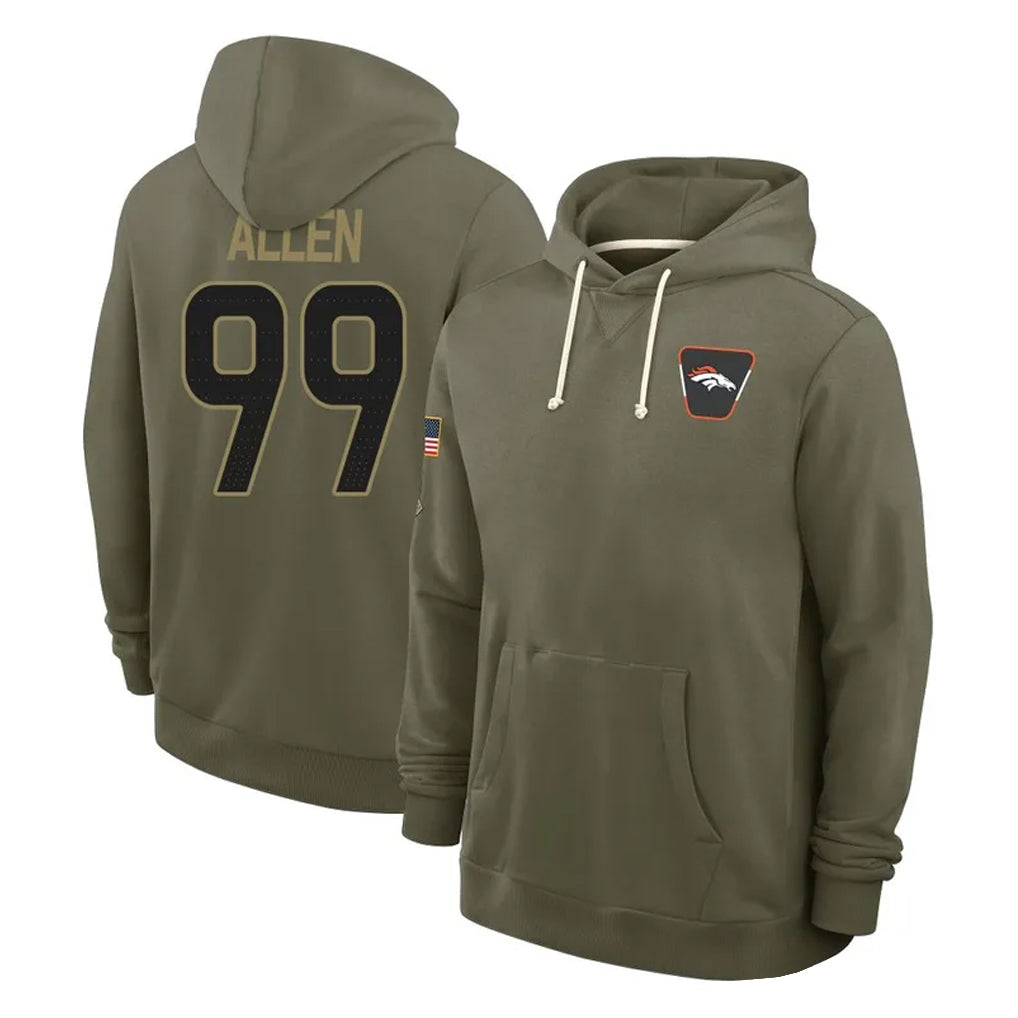 Odoa D.Broncos #99 Zach Allen Player Olive Salute to Service Pullover Hoodies Limited Stitched Jerseys