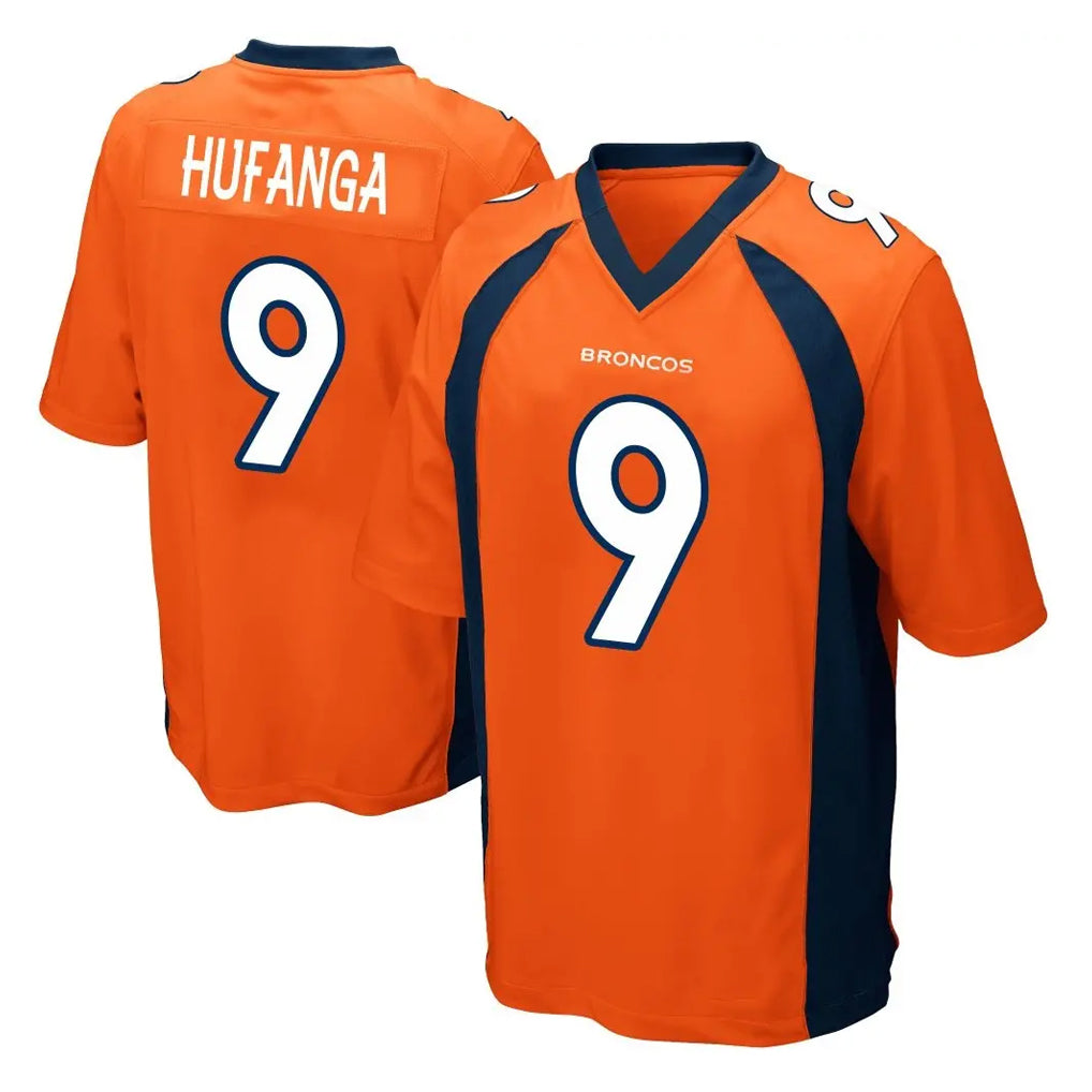 Odoa D.Broncos #9 Talanoa Hufanga Player Orange Color Home Game Stitched Jerseys